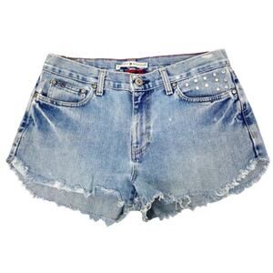 Vintage Tommy Hilfiger Cut Off Distressed Jean Shorts Sz 29